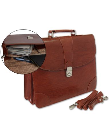 Cartera Portadocumentos Q-Connect Kf02610 Con Correa Y Dptos Interiores Marron