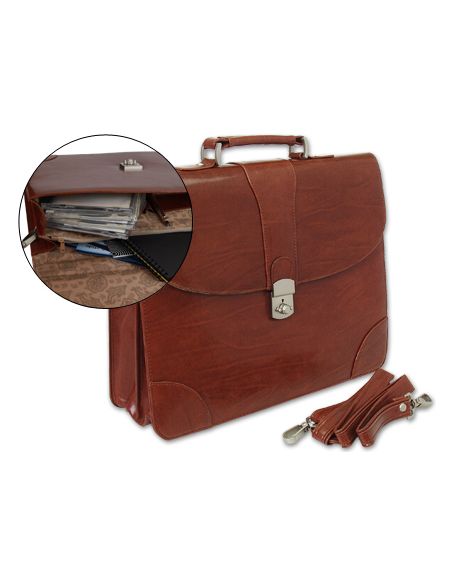 Cartera Portadocumentos Q-Connect Kf02610 Con Correa Y Dptos Interiores Marron