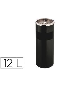 Cenicero Papelera Metalico Q-Connect Con Recogecolillas Negro 61,5X25 Cm
