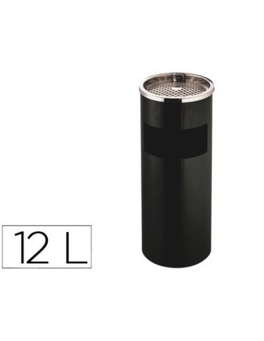 Cenicero Papelera Metalico Q-Connect Con Recogecolillas Negro 61,5X25 Cm