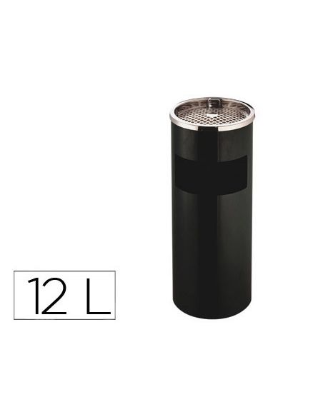 Cenicero Papelera Metalico Q-Connect Con Recogecolillas Negro 61,5X25 Cm