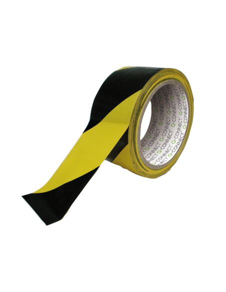 Cinta Adhesiva Q-Connect De Seguridad Amarilla Y Negra 20 Mt X 48 Mm