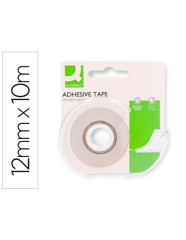 Cinta Adhesiva Q-Connect Doble Cara 10 Mt X 12 Mm En Portarrollos