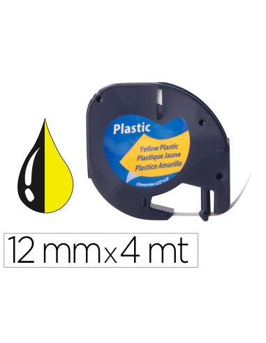 Cinta Q-Connect 12Mm X 4Mt Negro-Hiperamarillo Para Maquina Letratag