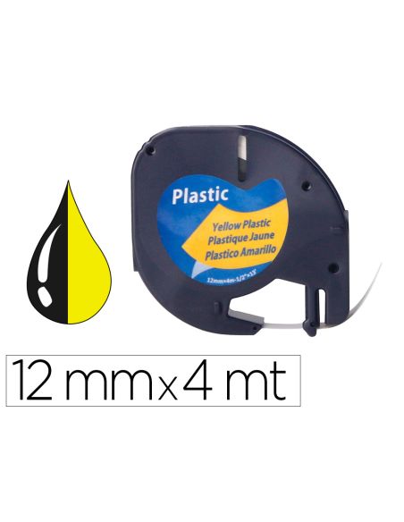 Cinta Q-Connect 12Mm X 4Mt Negro-Hiperamarillo Para Maquina Letratag