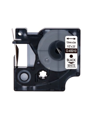 Cinta Q-Connect Mk-221 Blanco-Negro 9Mm Longitud 8 Mt