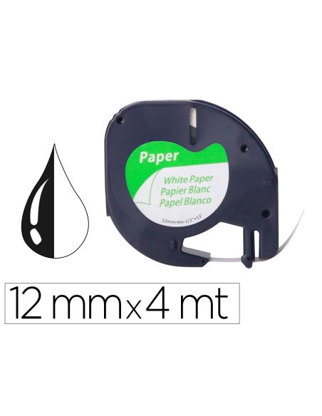 Cinta Q-Connect Papel 12Mm X 4Mt Negro-Blanco Para Letratag