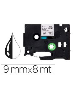 Cinta Q-Connect Tze-221 Blanco-Negro 9Mm Longitud 8 Mt