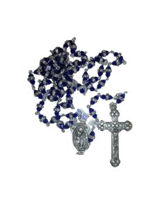 Rosario Strass Metal Cristal Azul