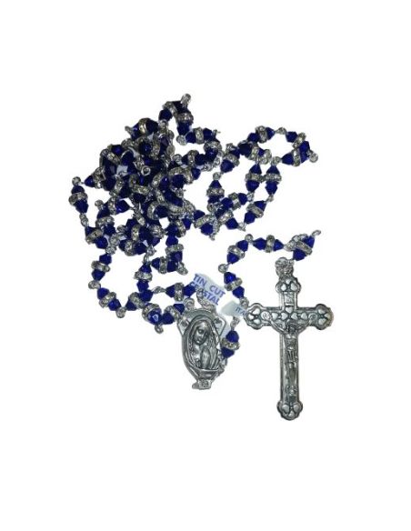 Rosario Strass Metal Cristal Azul