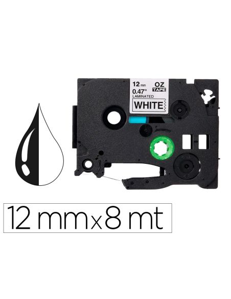 Cinta Q-Connect Tze-231 Blanco-Negro 12Mm Longitud 8 Mt