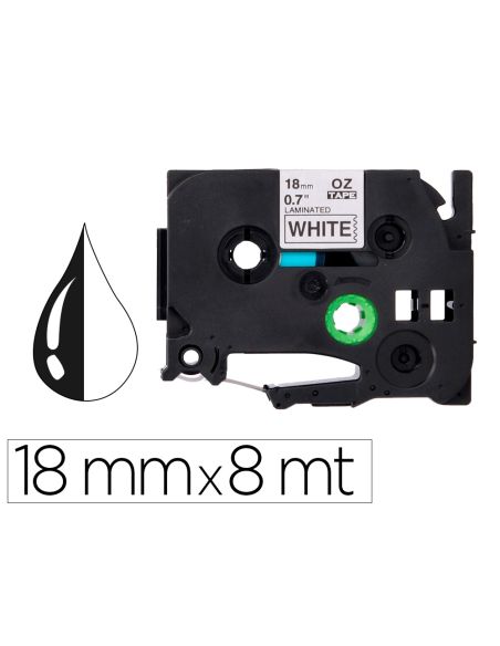Cinta Q-Connect Tze-241 Blanco-Negro 18Mm Longitud 8 Mt