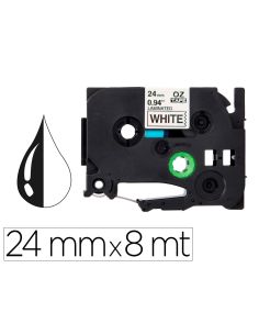 Cinta Q-Connect Tze-251 Blanco-Negro 24Mm Longitud 8 Mt