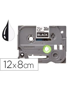 Cinta Q-Connect Tze-335 Blanco-Negro 12Mm Longitud 8Mt