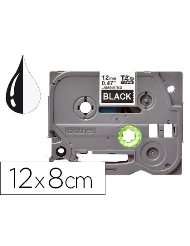 Cinta Q-Connect Tze-335 Blanco-Negro 12Mm Longitud 8Mt