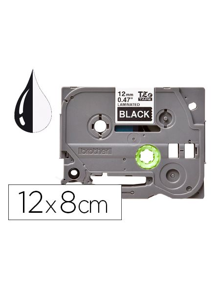 Cinta Q-Connect Tze-335 Blanco-Negro 12Mm Longitud 8Mt