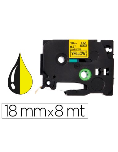 Cinta Q-Connect Tze-641 Amarillo-Negro 18Mm Longitud 8 Mt