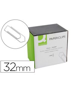 Clips Niquelados Q-Connect 32 Mm Caja De 1000 Unidades