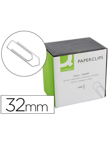 Clips Niquelados Q-Connect 32 Mm Caja De 1000 Unidades