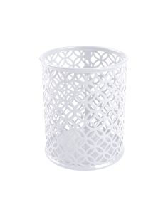 Cubilete Portalapices Q-Connect Blanco Metal Redondo Diametro 80 Mm Alto 100 Mm 2