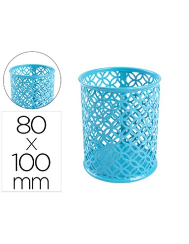Cubilete Portalapices Q-Connect Turquesa Metal Redondo Diametro 80 Mm Alto 100 Mm