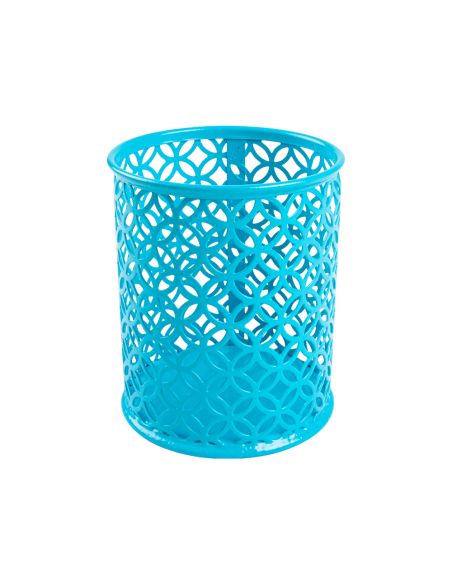 Cubilete Portalapices Q-Connect Turquesa Metal Redondo Diametro 80 Mm Alto 100 Mm
