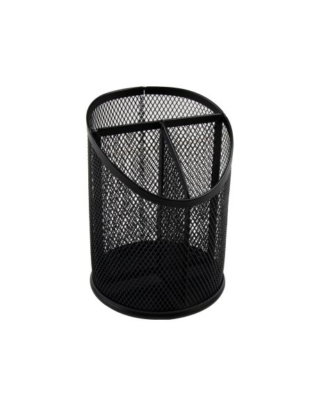 Cubilete Portalapices Q-Connect Negro Metal Redondo Rejilla Con 3 Compartimentos Diametro 110 Mm Alto 147 Mm