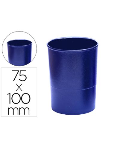 Cubilete Portalapices Q-Connect Azul Opaco Plastico Redondo Diametro 75 Mm Alto 100 Mm