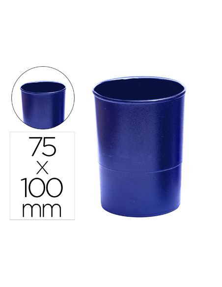 Cubilete Portalapices Q-Connect Azul Opaco Plastico Redondo Diametro 75 Mm Alto 100 Mm