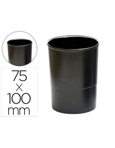 Cubilete Portalapices Q-Connect Negro Opaco Plastico 100% Reciclado Redondo Diametro 75 Mm Alto 100 Mm