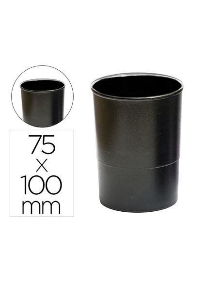 Cubilete Portalapices Q-Connect Negro Opaco Plastico 100% Reciclado Redondo Diametro 75 Mm Alto 100 Mm
