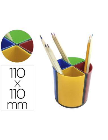 Cubilete Portalapices Q-Connect 4 Colores Opacos Plastico Giratorio Diametro 110 Mm Alto 110 Mm