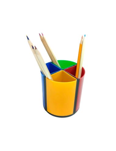 Cubilete Portalapices Q-Connect 4 Colores Opacos Plastico Giratorio Diametro 110 Mm Alto 110 Mm
