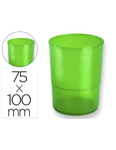 Cubilete Portalapices Q-Connect Verde Translucido Plastico Diametro 75 Mm Alto 100 Mm
