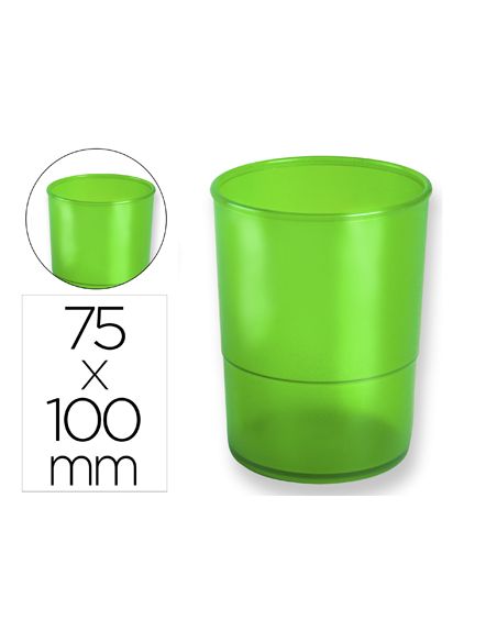 Cubilete Portalapices Q-Connect Verde Translucido Plastico Diametro 75 Mm Alto 100 Mm