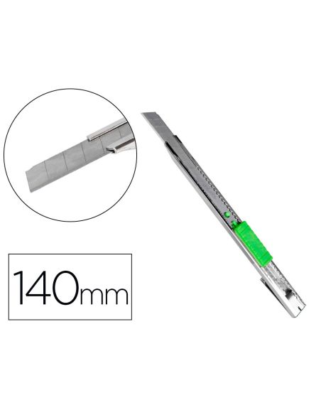 Cuter Q-Connect Metalico Estrecho Cuchilla 9 Mm Con Clip Blister 1 Unidad