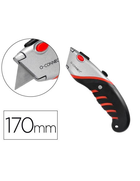 Cuter Q-Connect Metalico Ancho Aleacion De Aluminio - 2 Cuchillas De Repuesto - Cuchilla 19 Mm Xd-8300 Blister 1 Unida