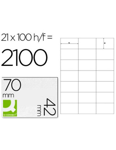 Etiqueta Adhesiva Q-Connect Kf10648 Tamaño 70X42 Mm Fotocopiadora Laser Ink-Jet Caja Con 100 Hojas Din A4