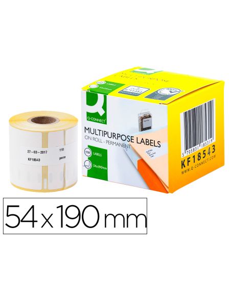 Etiqueta Adhesiva Q-Connect Kf18543 Compatible Dymo 99019 Tamaño 54X190 Mm Caja Con 110 Etiquetas