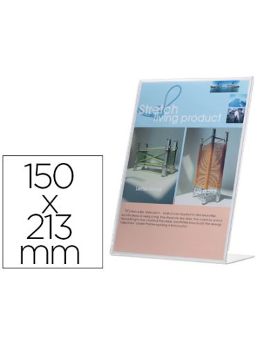 Expositor Sobremesa Q-Connect Con Forma De L Metacrilato 150X213 Mm