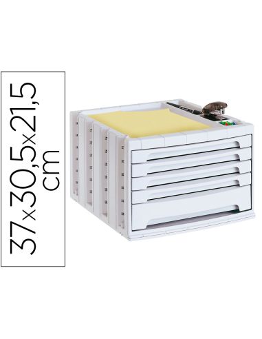 Fichero Cajones De Sobremesa Archivo 2000 305X370X215 Mm Bandeja Organizadora Superior 5 Cajones Gris Opaco