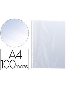 Funda Multitaladro Q-Connect Din A4 100 Mc Cristal Bolsa De 10 Unidades