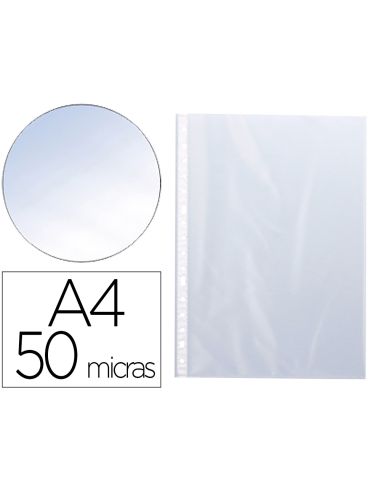 Funda Multitaladro Q-Connect Din A4 50 Mc Cristal Bolsa De 10 Unidades