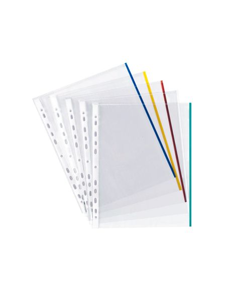Funda Multitaladro Q-Connect Din A4 70 Mc Cristal Con Borde Colores Surtidos Bolsa De 25 Unidades