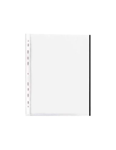Funda Multitaladro Q-Connect Din A4 70 Mc Pp Cristal Con Borde Negro Bolsa De 10 Unidades