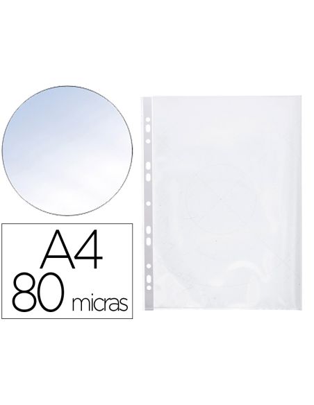 Funda Multitaladro Q-Connect Din A4 80 Micras Cristal Bolsa De 25 Unidades Con Apertura Superior Y Lateral Izquierda