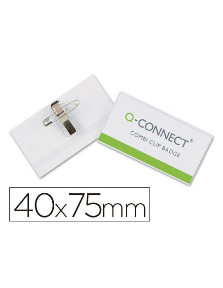 Identificador Q-Connect Con Pinza E Imperdible Kf17457 40X75 Mm