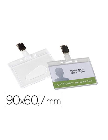 Identificador Q-Connect Rigido Plastico Acabado Brillante Con Pinza Kf14148 9X6,7 Cm