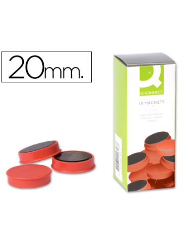 Iman Para Sujecion Q-Connect Ideal Para Pizarras Magneticas20 Mm Rojo Caja De 10 Unidades