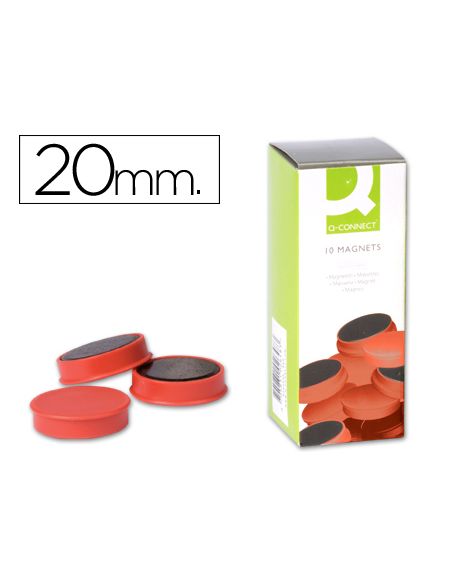 Iman Para Sujecion Q-Connect Ideal Para Pizarras Magneticas20 Mm Rojo Caja De 10 Unidades